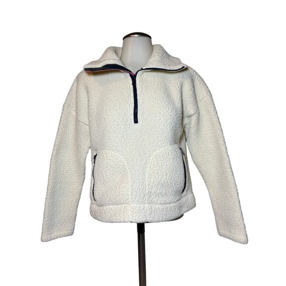 J. Crew Jackets & Blazers - J Crew Women's Sherpa Fleece Half-Zip Pullover Jacket Size XXS Teddy Ivory